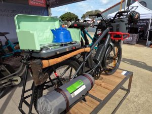 Benno Boost cargo ebike with overlanding camping trailbuilder setup.