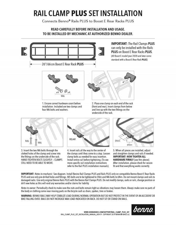 Rail Clamp PLUS Set Installation Manual